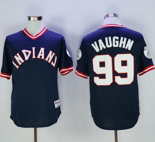 Indians #99 Ricky Vaughn Navy Blue 1976 Turn Back The Clock Stitched MLB Jersey